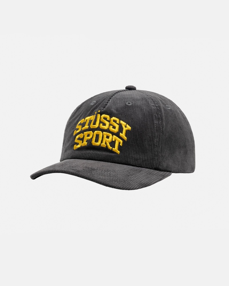 Stüssy Mid-Depth Sport Arch Strapback Ball Cap Charcoal | JLF-892046