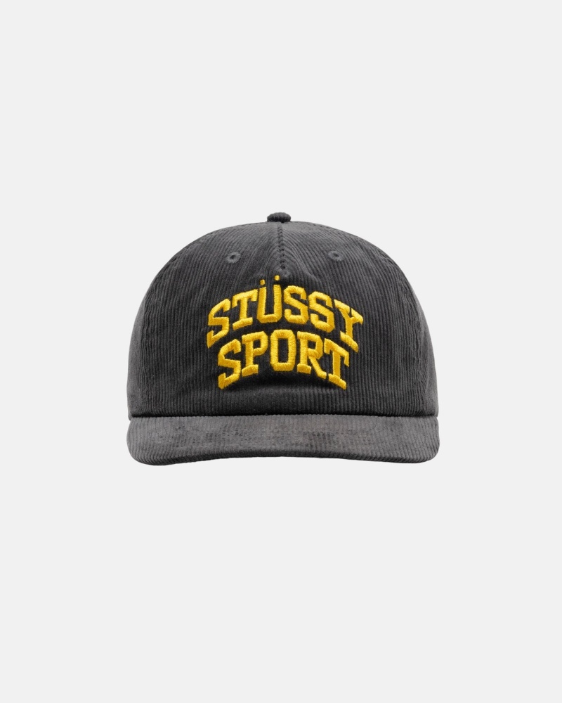 Stüssy Mid-Depth Sport Arch Strapback Ball Cap Charcoal | JLF-892046