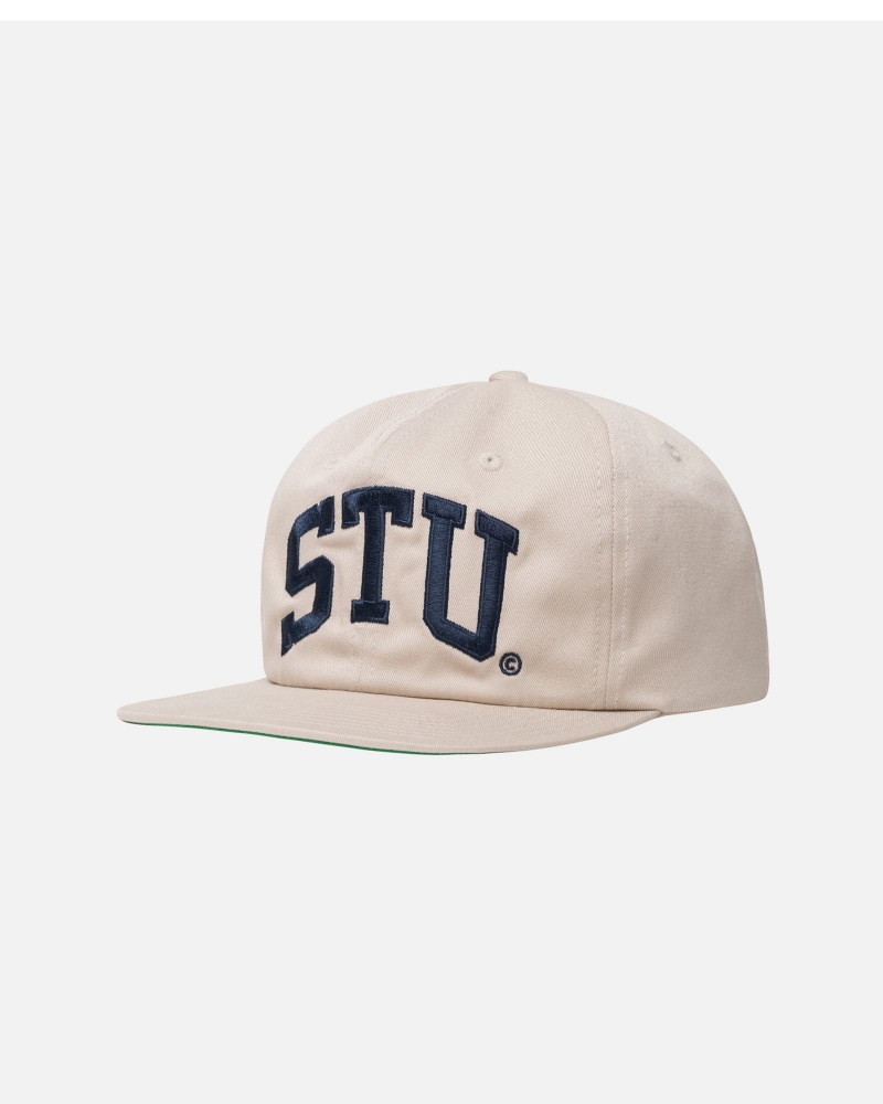 Stüssy Mid-Depth Stu Arch Strapback Ball Cap Khaki | IQJ-153627