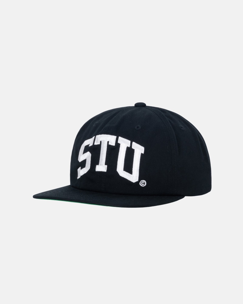 Stüssy Mid-Depth Stu Arch Strapback Ball Cap Black | XLS-185960