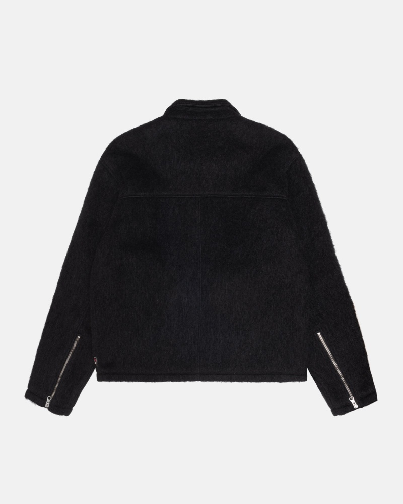 Stüssy Mohair Club Jacket Long Sleeve Outerwear Black | HDO-721698