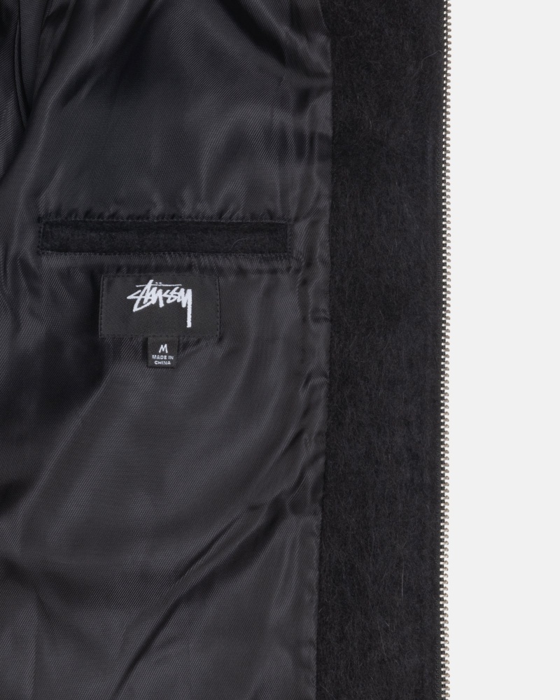 Stüssy Mohair Club Jacket Long Sleeve Outerwear Black | HDO-721698