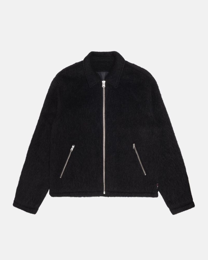 Stüssy Mohair Club Jacket Long Sleeve Outerwear Black | HDO-721698