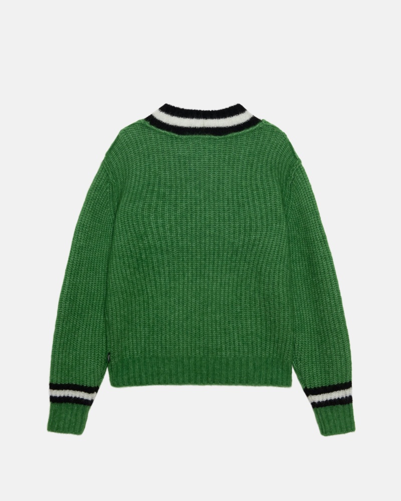 Stüssy Mohair Tennis Sweater Long Sleeve Sweater Green | KJD-168023