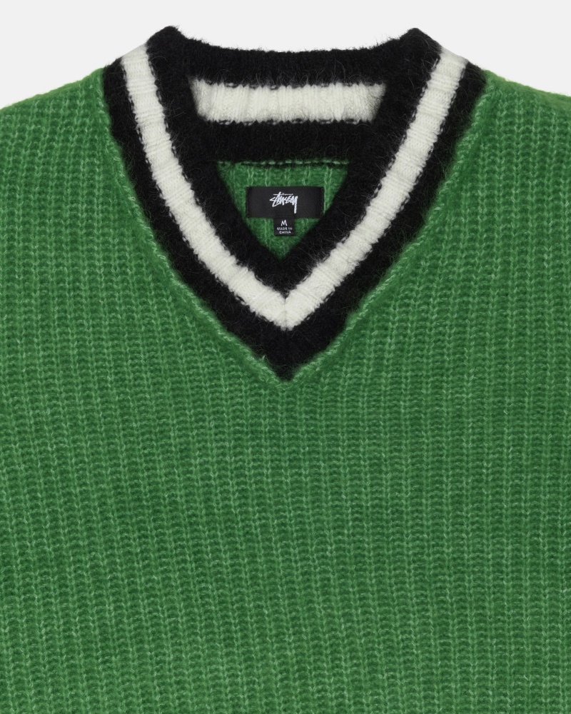 Stüssy Mohair Tennis Sweater Long Sleeve Sweater Green | KJD-168023