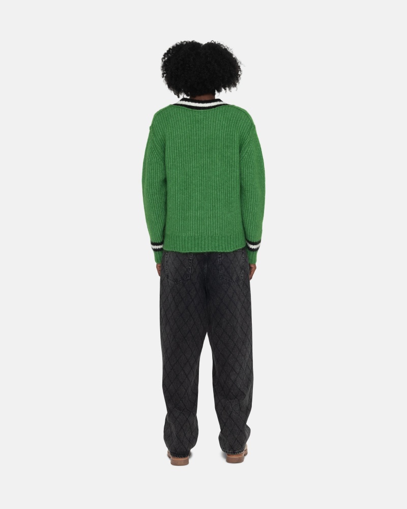 Stüssy Mohair Tennis Sweater Long Sleeve Sweater Green | KJD-168023