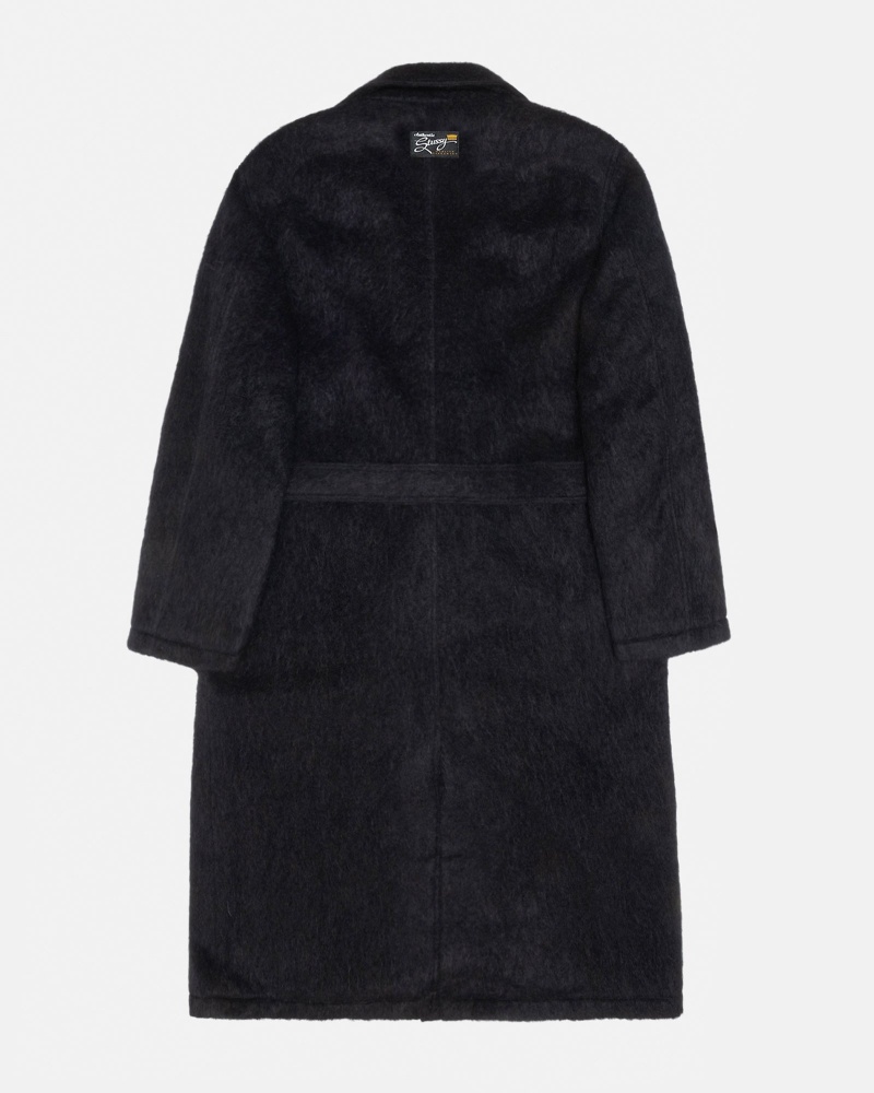 Stüssy Mohair Trench Coat Long Sleeve Outerwear Black | NEG-761453