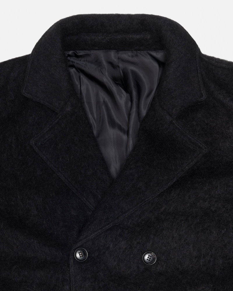 Stüssy Mohair Trench Coat Long Sleeve Outerwear Black | NEG-761453