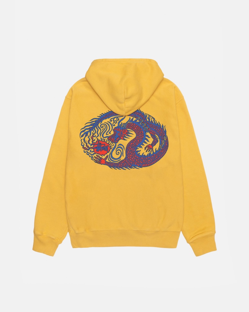 Stüssy Mosaic Dragon Hoodie Pigment Dyed Long Sleeve Sweatshirt Honey | ILH-516294