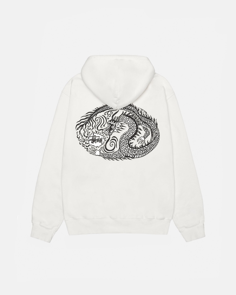 Stüssy Mosaic Dragon Hoodie Pigment Dyed Long Sleeve Sweatshirt Natural | DGJ-620834