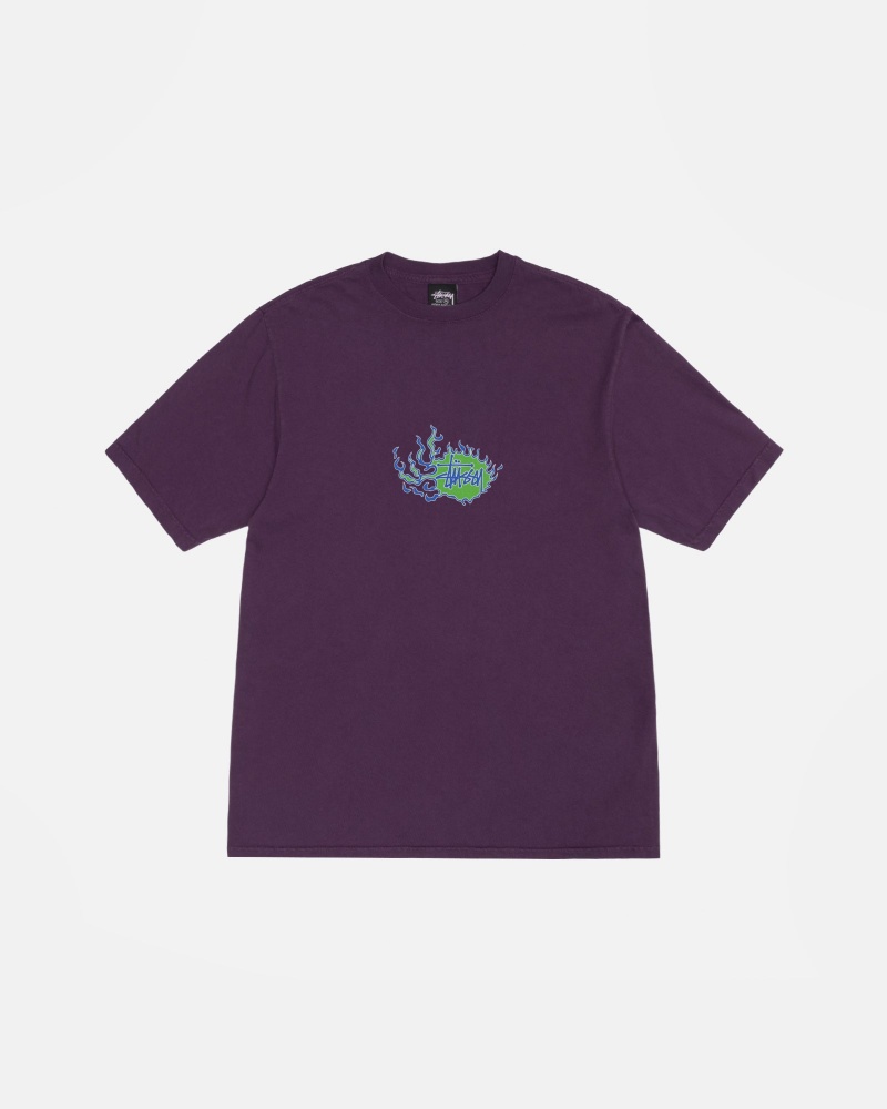 Stüssy Mosaic Dragon Tee Pigment Dyed Short Sleeve T-Shirt Purple | IXQ-841672