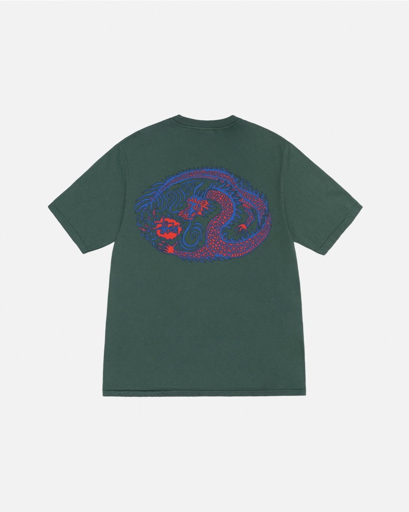 Stüssy Mosaic Dragon Tee Pigment Dyed Short Sleeve T-Shirt Forest | CMF-325167