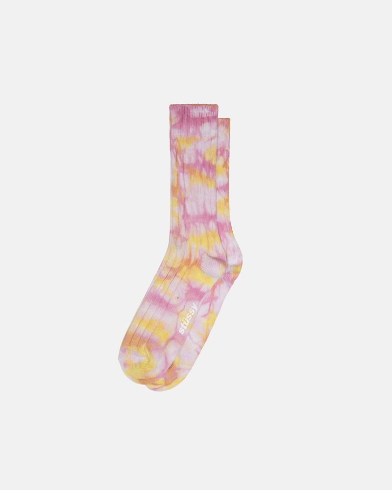 Stüssy Multi Dyed Ribbed Socks Socks Turmeric Pink | XPQ-935810