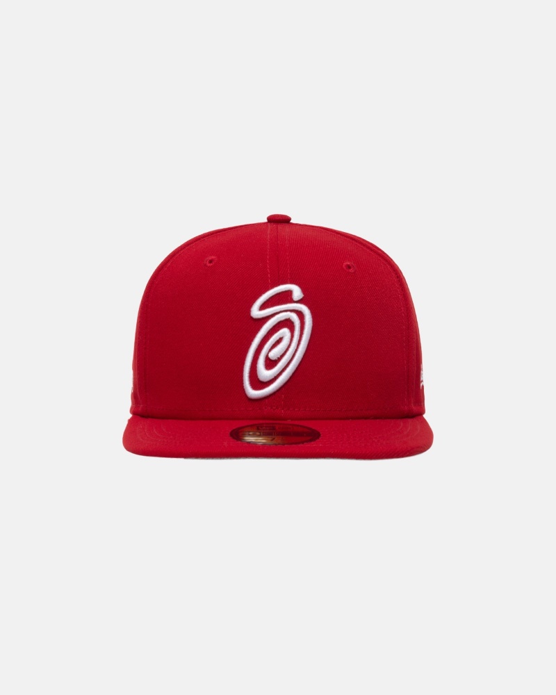 Stüssy New Era 59Fifty Curly S Ball Cap Red | YKS-361804