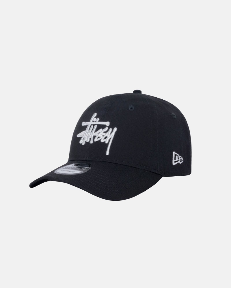 Stüssy New Era 9Twenty Basic Strapback Ball Cap Black | BKE-817635