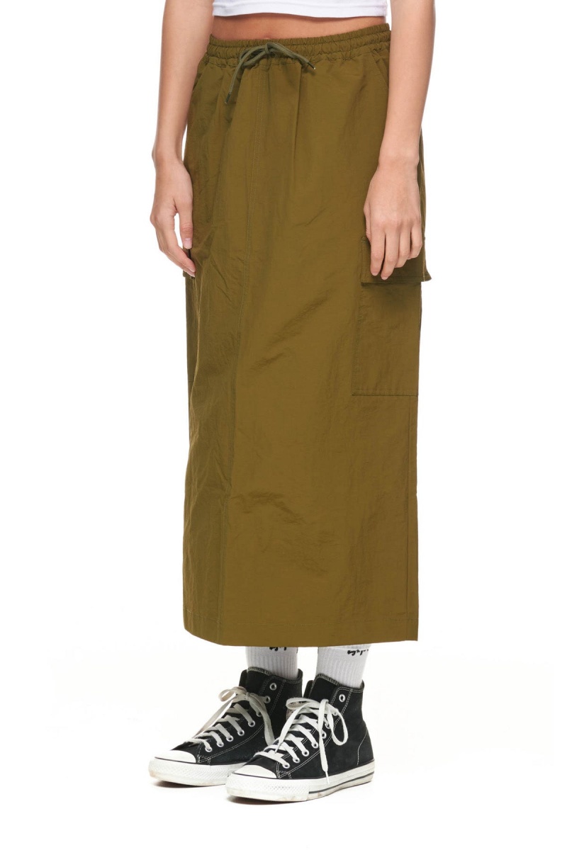 Stüssy Nylon Cargo Midi Skirt Shorts & Pants Flight Green | ZIN-354782