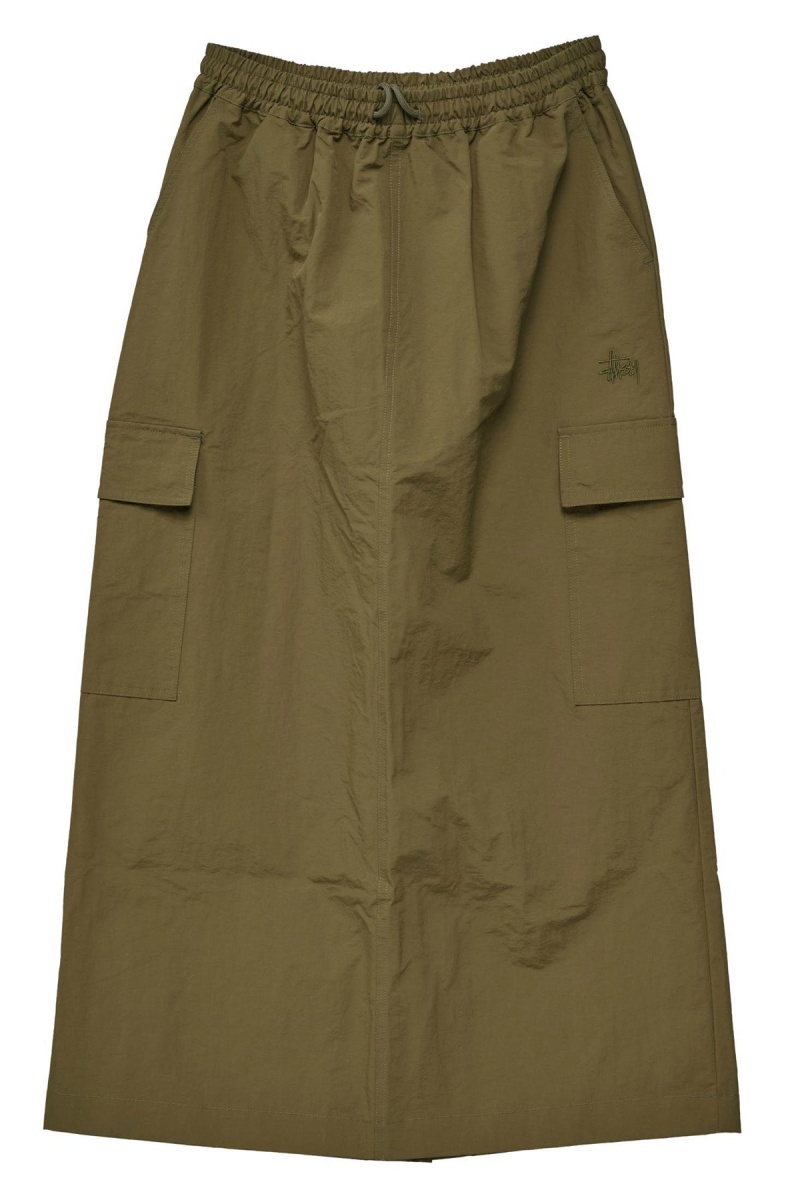 Stüssy Nylon Cargo Midi Skirt Shorts & Pants Flight Green | ZIN-354782