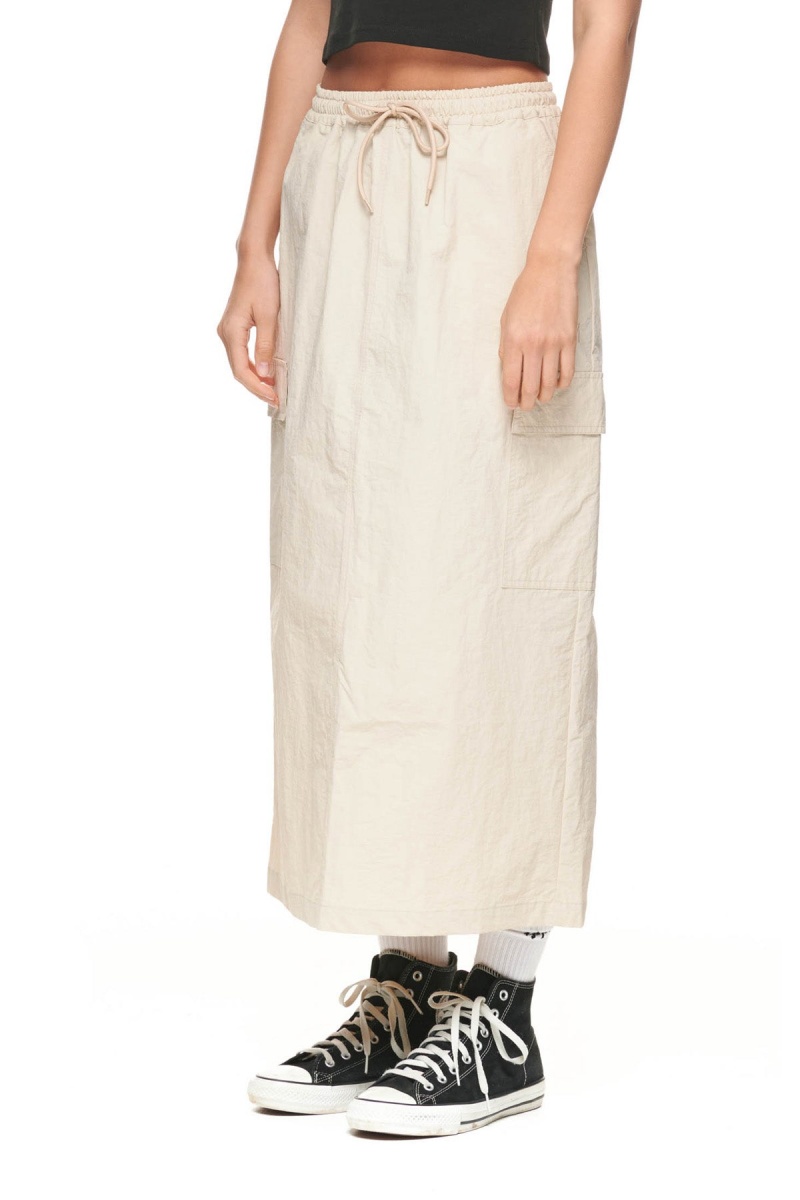 Stüssy Nylon Cargo Midi Skirt Shorts & Pants White Sand | VXT-843760