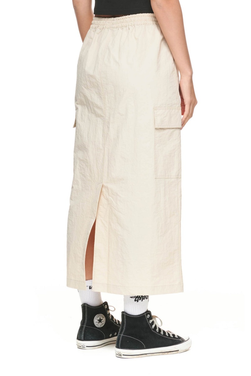 Stüssy Nylon Cargo Midi Skirt Shorts & Pants White Sand | VXT-843760