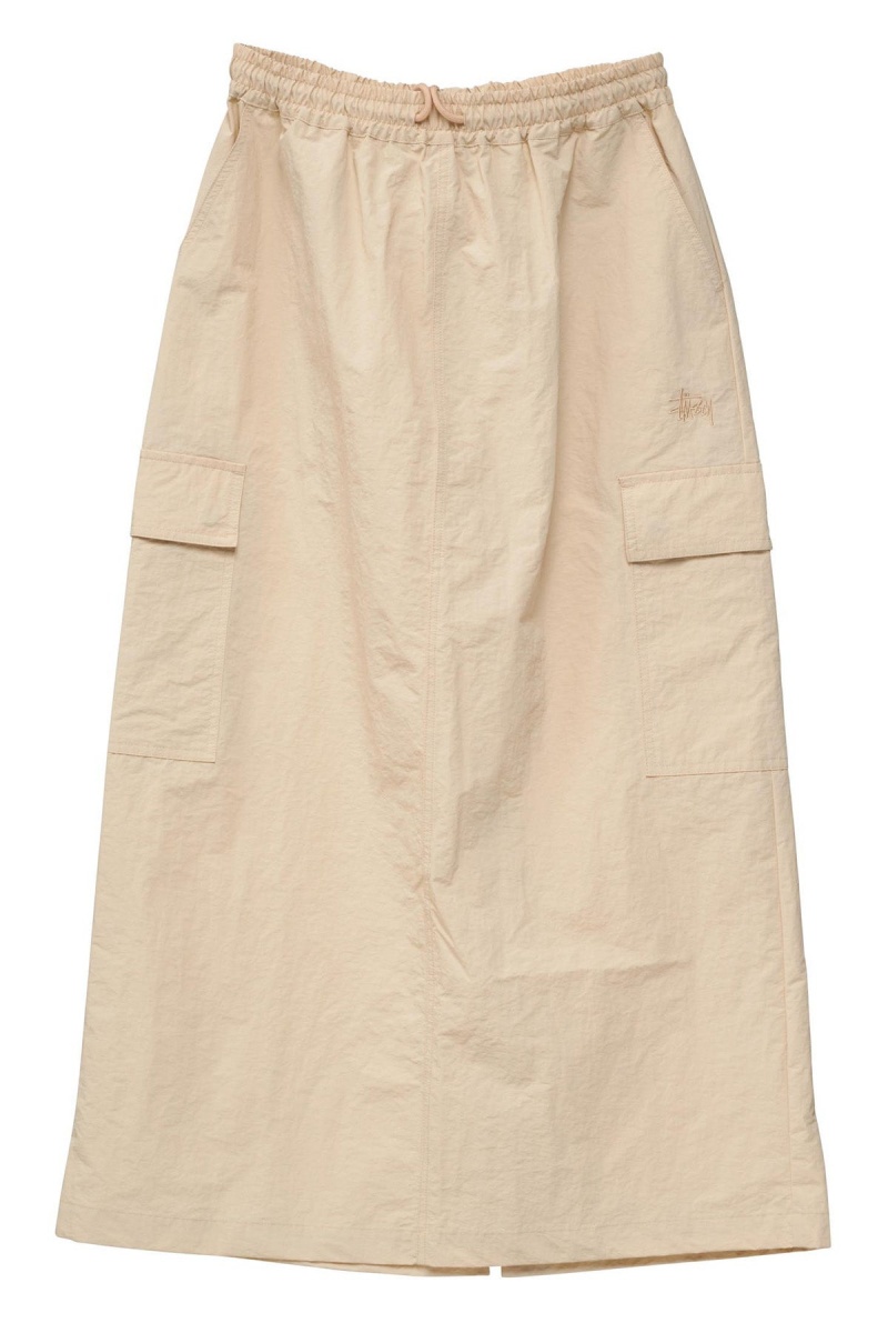 Stüssy Nylon Cargo Midi Skirt Shorts & Pants White Sand | VXT-843760