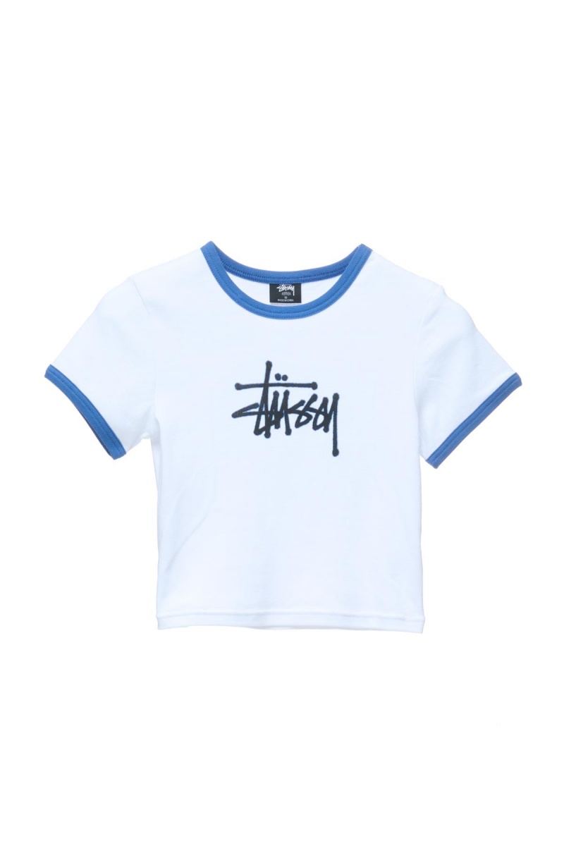 Stüssy Outlines Ringer Tee Tees White | DYP-682153