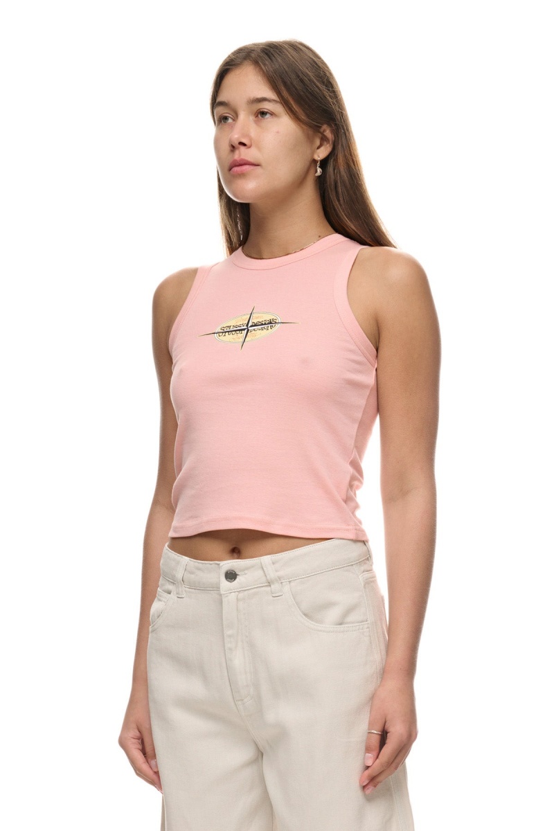 Stüssy Points Rib Tank T-Shirts L/S Washed Pink | EAP-103948