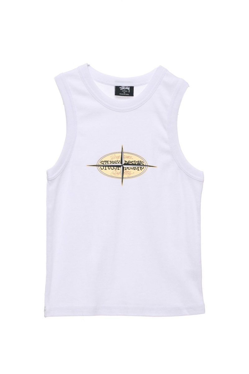 Stüssy Points Rib Tank T-Shirts L/S White | XTO-273015