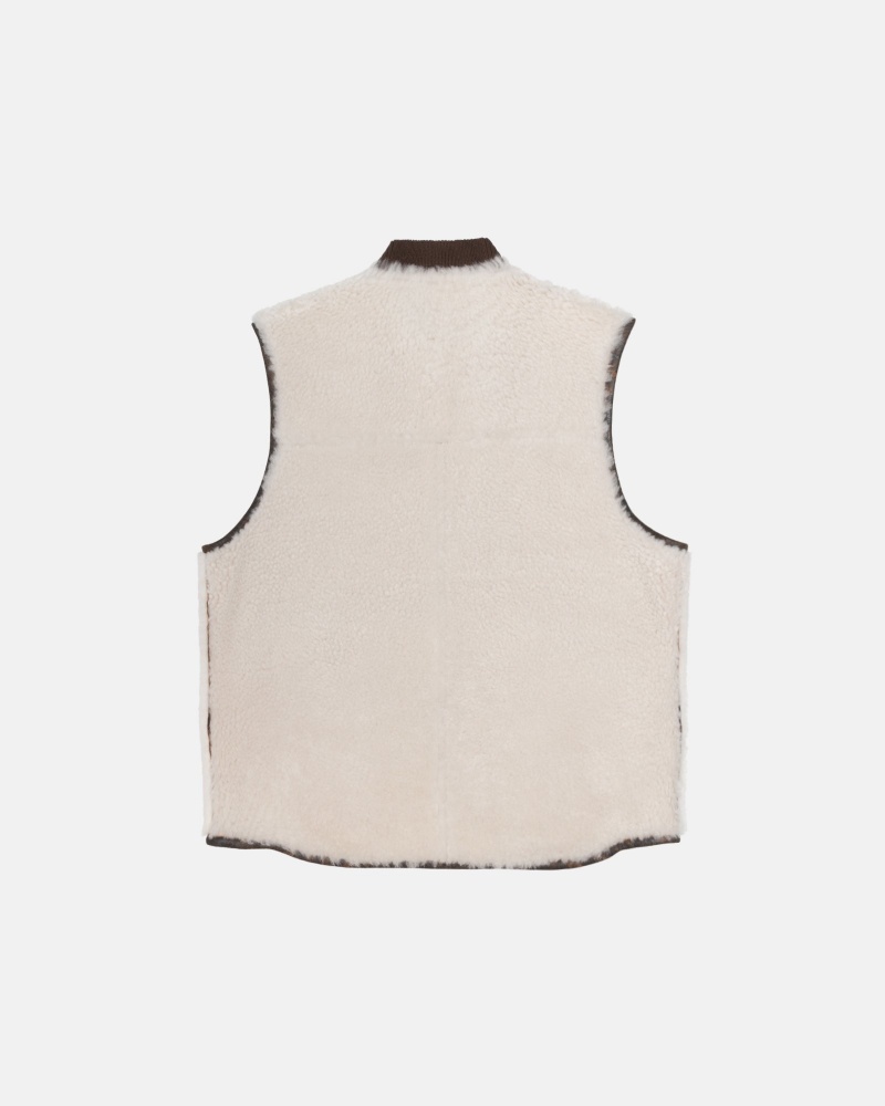 Stüssy Reversible Shearling Workgear Vest Sleeveless Outerwear Brown | XHW-285137