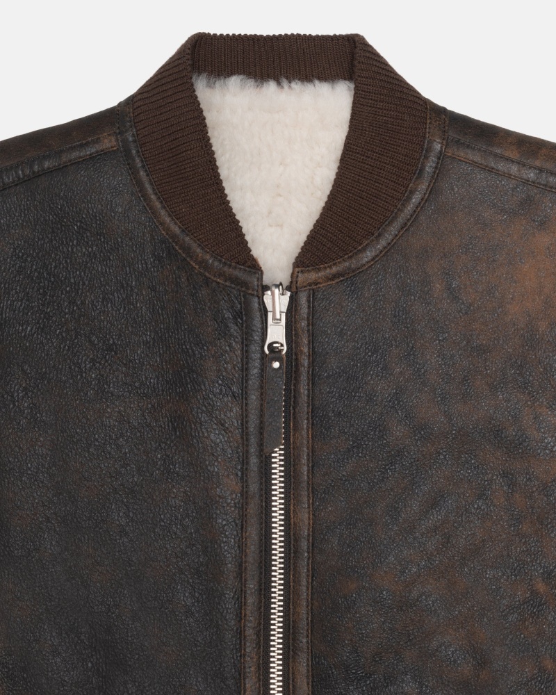 Stüssy Reversible Shearling Workgear Vest Sleeveless Outerwear Brown | XHW-285137