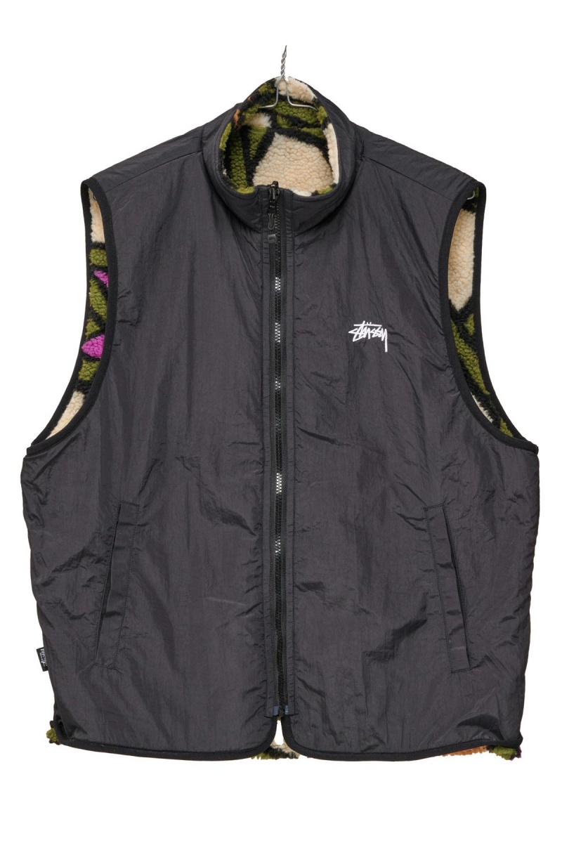 Stüssy Reversible Stock Sherpa Vest Jackets Natural | MZN-598327