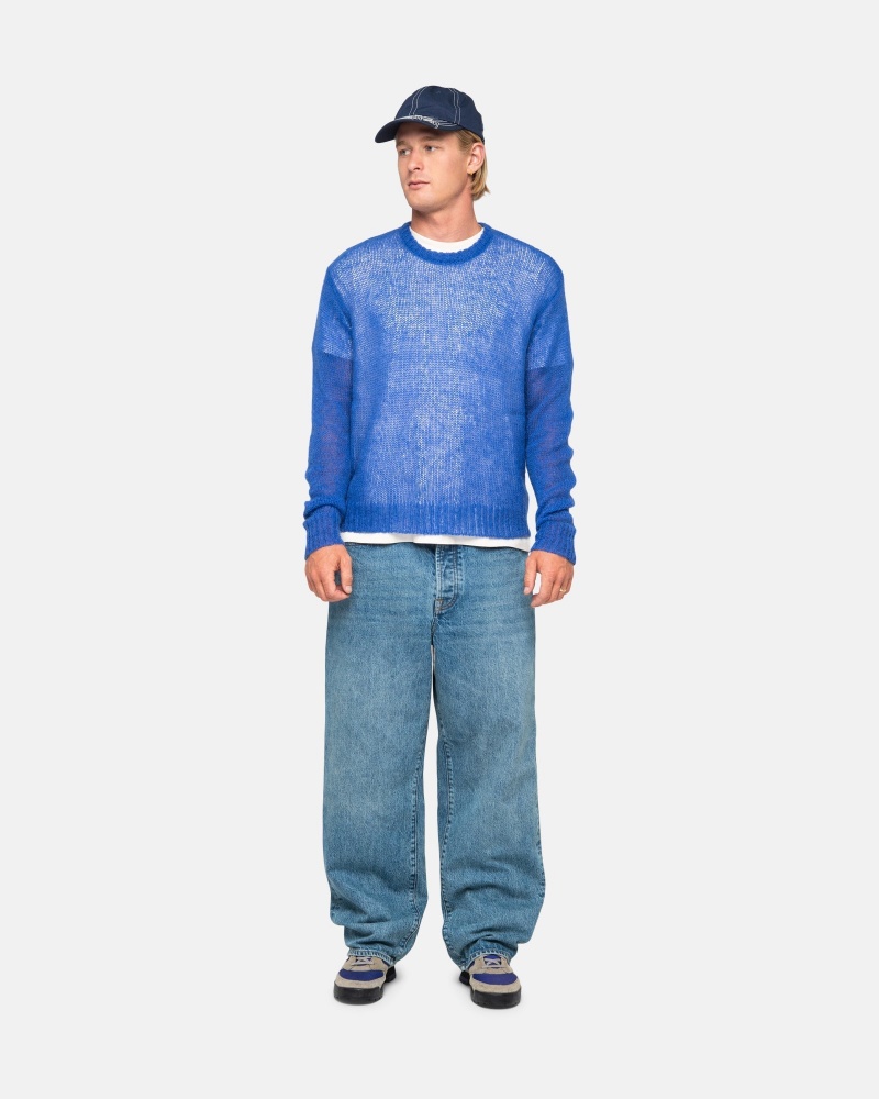 Stüssy S Loose Knit Sweater Long Sleeve Sweater Blue | MZB-456973