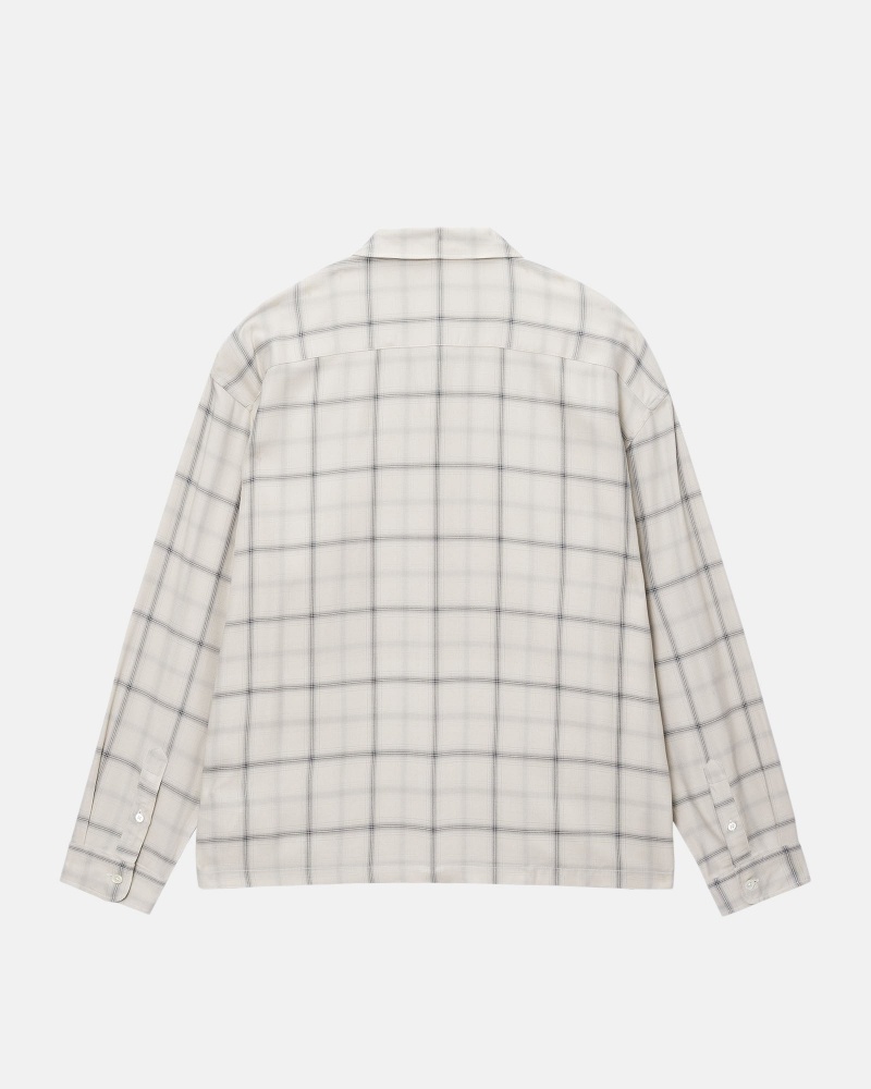 Stüssy Shadow Plaid Rayon Shirt Long Sleeve Shirt Natural | KYD-208576