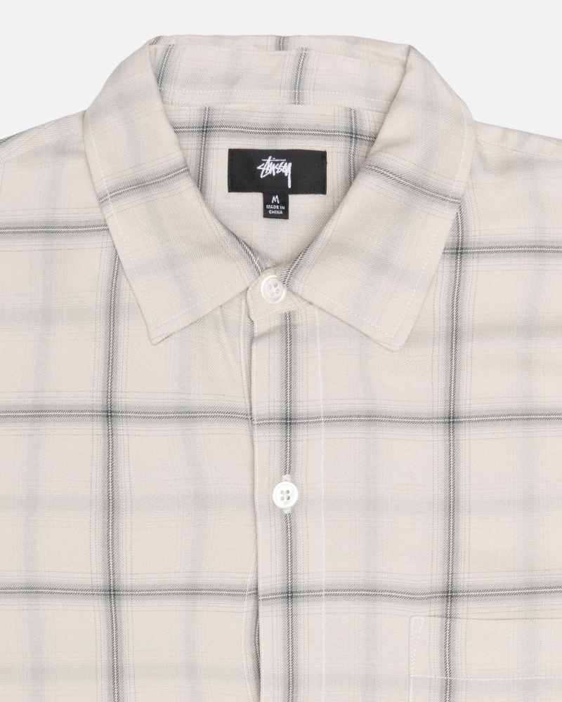 Stüssy Shadow Plaid Rayon Shirt Long Sleeve Shirt Natural | KYD-208576