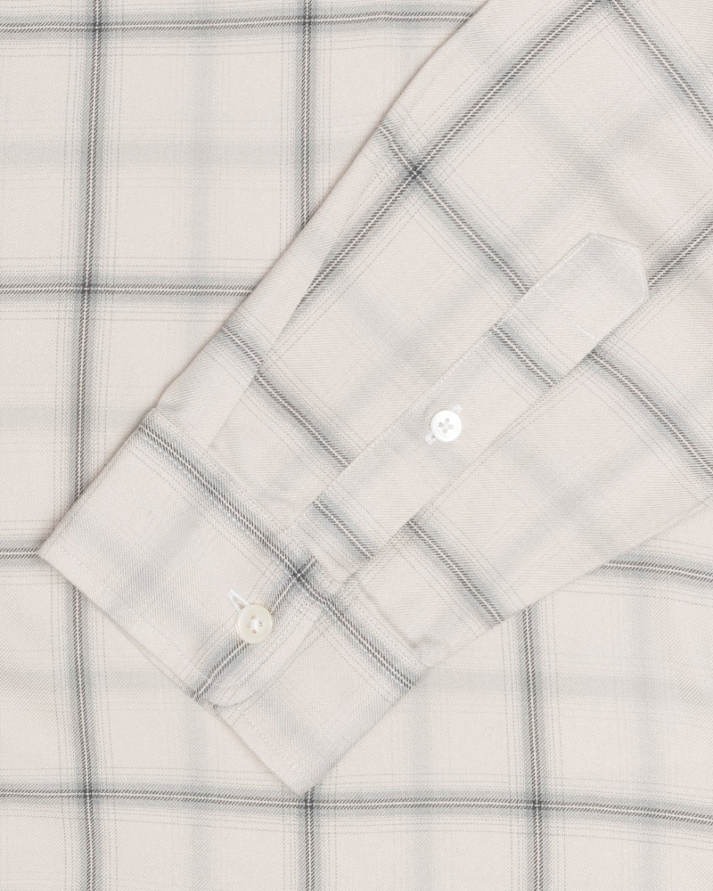 Stüssy Shadow Plaid Rayon Shirt Long Sleeve Shirt Natural | KYD-208576