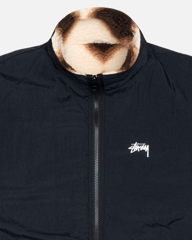 Stüssy Sherpa Reversible Jacket Long Sleeve Sweatshirt Tan | JND-086742