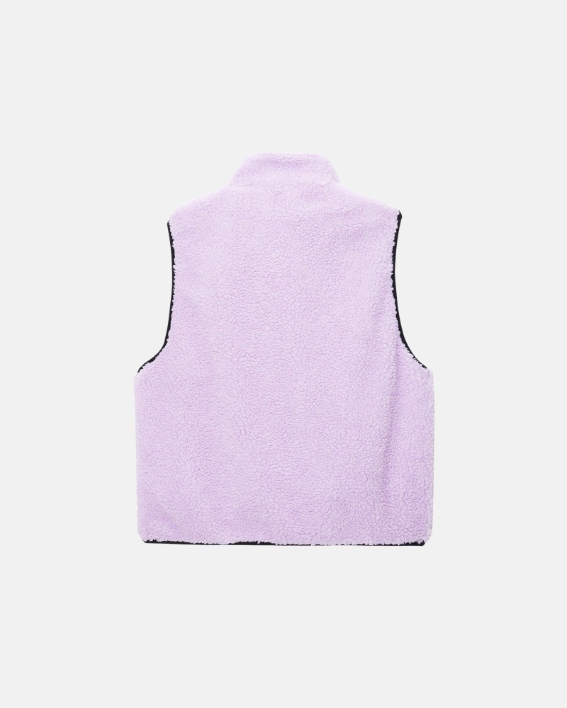 Stüssy Sherpa Reversible Vest Sleeveless Sweatshirt Lavender | LXO-186427