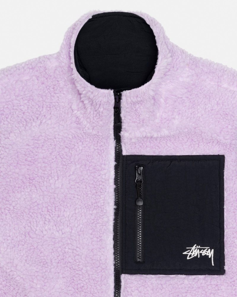 Stüssy Sherpa Reversible Vest Sleeveless Sweatshirt Lavender | LXO-186427