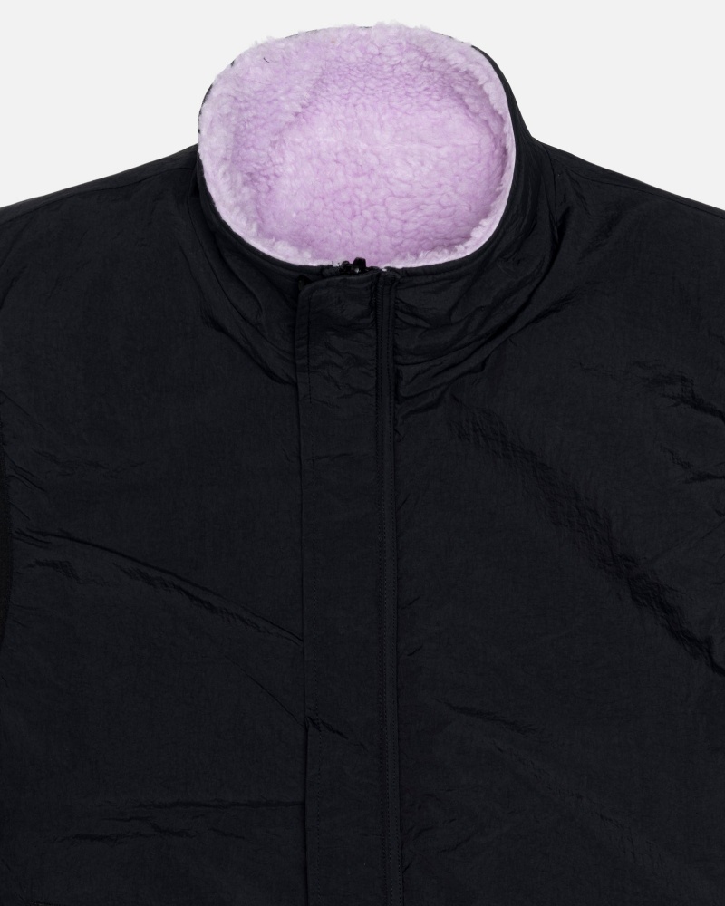 Stüssy Sherpa Reversible Vest Sleeveless Sweatshirt Lavender | LXO-186427