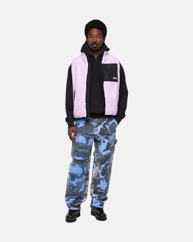 Stüssy Sherpa Reversible Vest Sleeveless Sweatshirt Lavender | LXO-186427