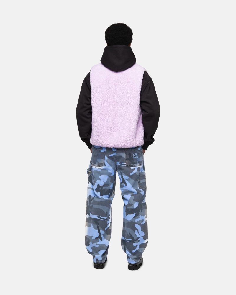 Stüssy Sherpa Reversible Vest Sleeveless Sweatshirt Lavender | LXO-186427