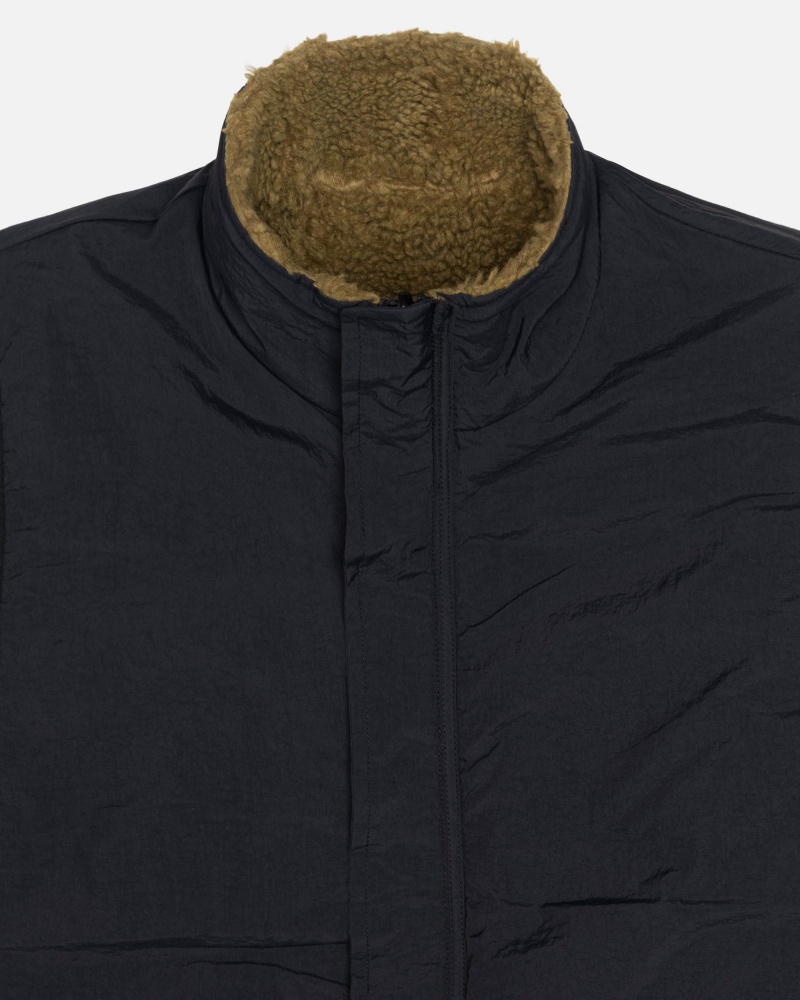 Stüssy Sherpa Reversible Vest Sleeveless Sweatshirt Olive | AYC-306875