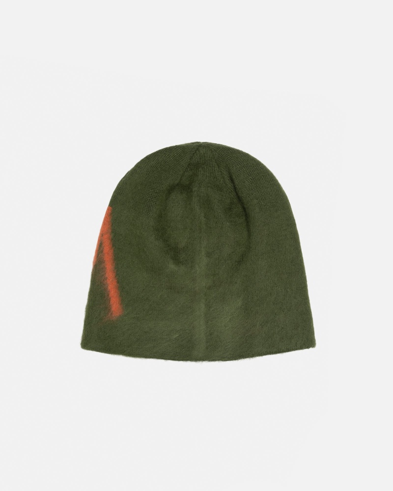 Stüssy Skullcap Brushed Out Stock Beanie Olive | LAR-138659