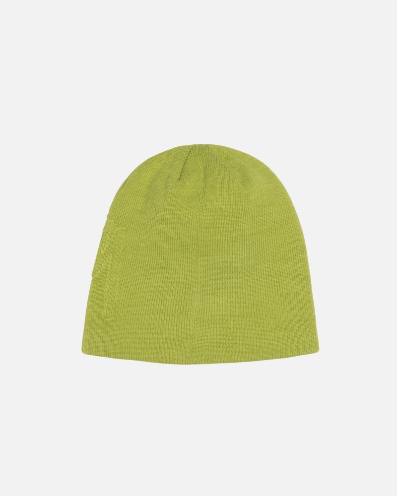 Stüssy Skullcap Embossed Smooth Stock Beanie Lime | ZSG-307654