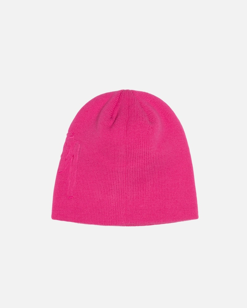 Stüssy Skullcap Embossed Smooth Stock Beanie Hot Pink | XVO-817534