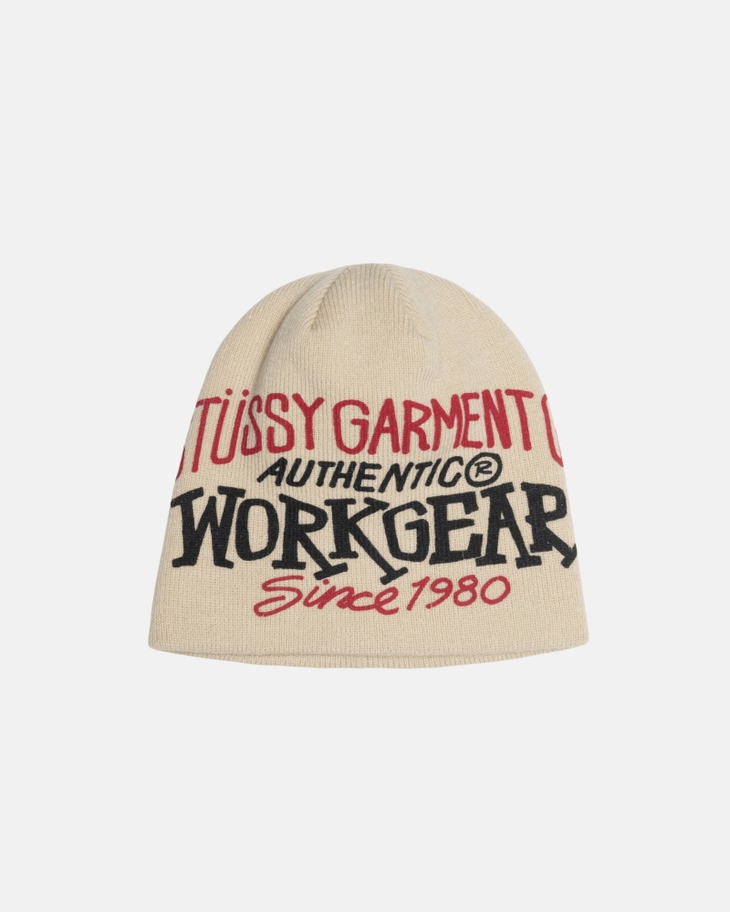 Stüssy Skullcap Workgear Print Beanie Bone | GZU-869120