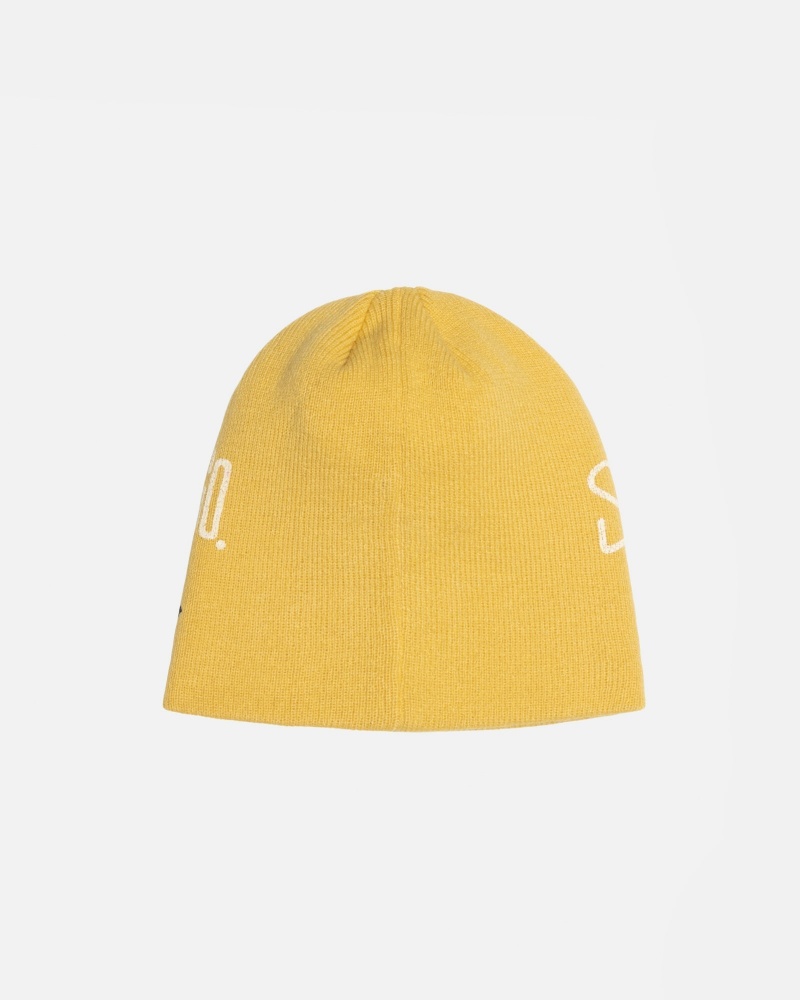 Stüssy Skullcap Workgear Print Beanie Mustard | YRZ-657218