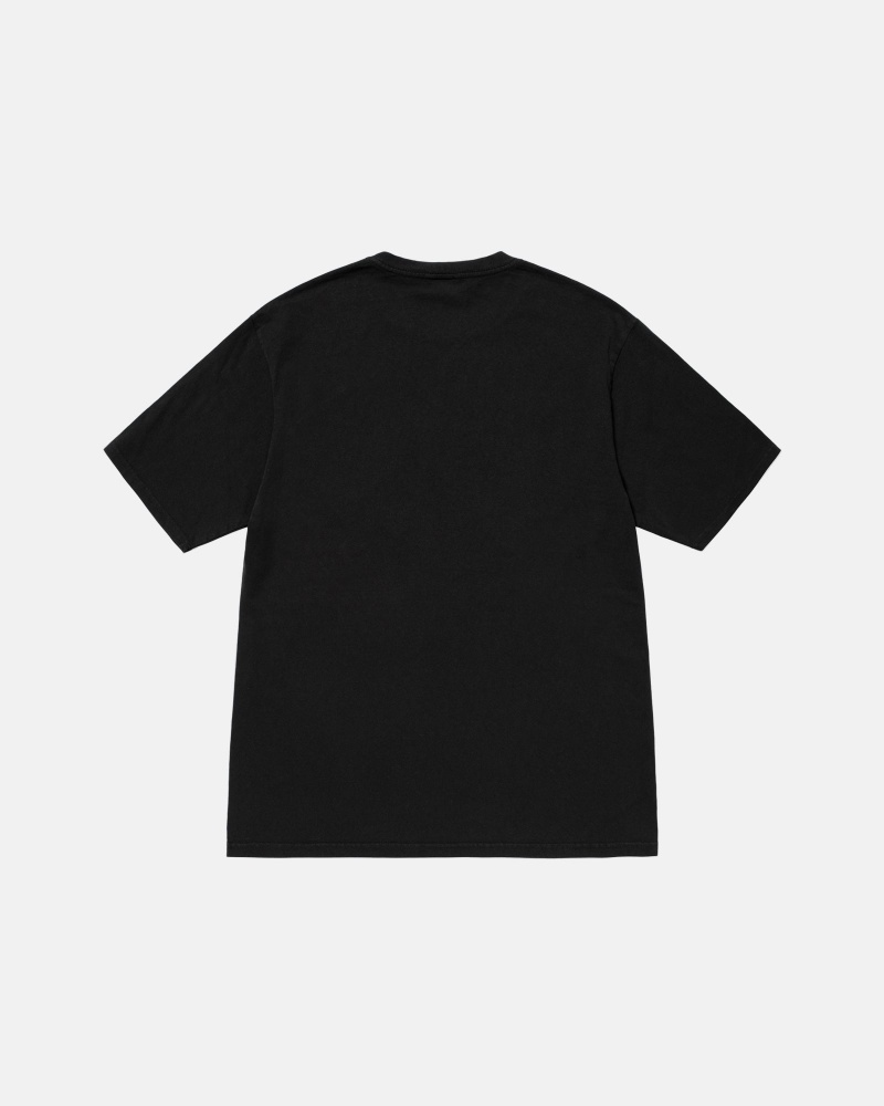 Stüssy Small Stock Tee Pigment Dyed Short Sleeve T-Shirt Black | PIF-693710