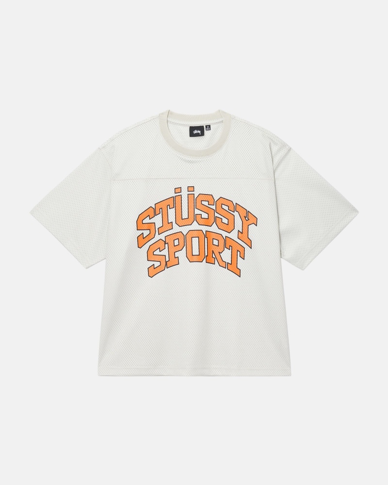 Stüssy Sport Mesh Football Jersey Short Sleeve Knit Natural | TRP-625987