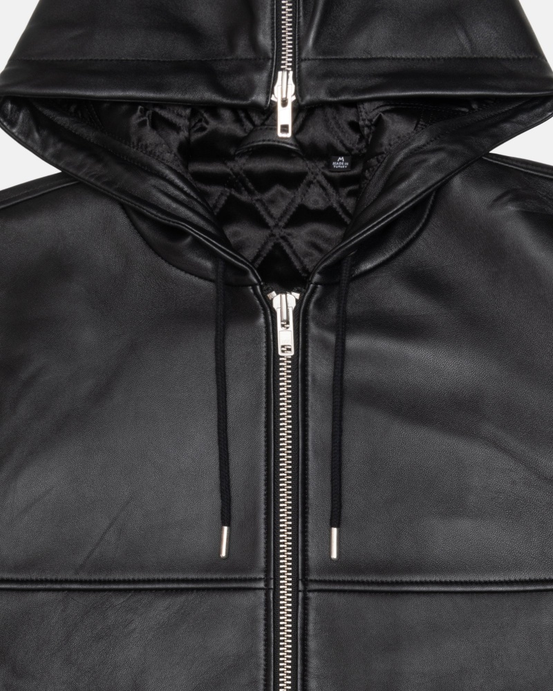 Stüssy Ss Link Leather Bomber Long Sleeve Outerwear Black | MHF-817506