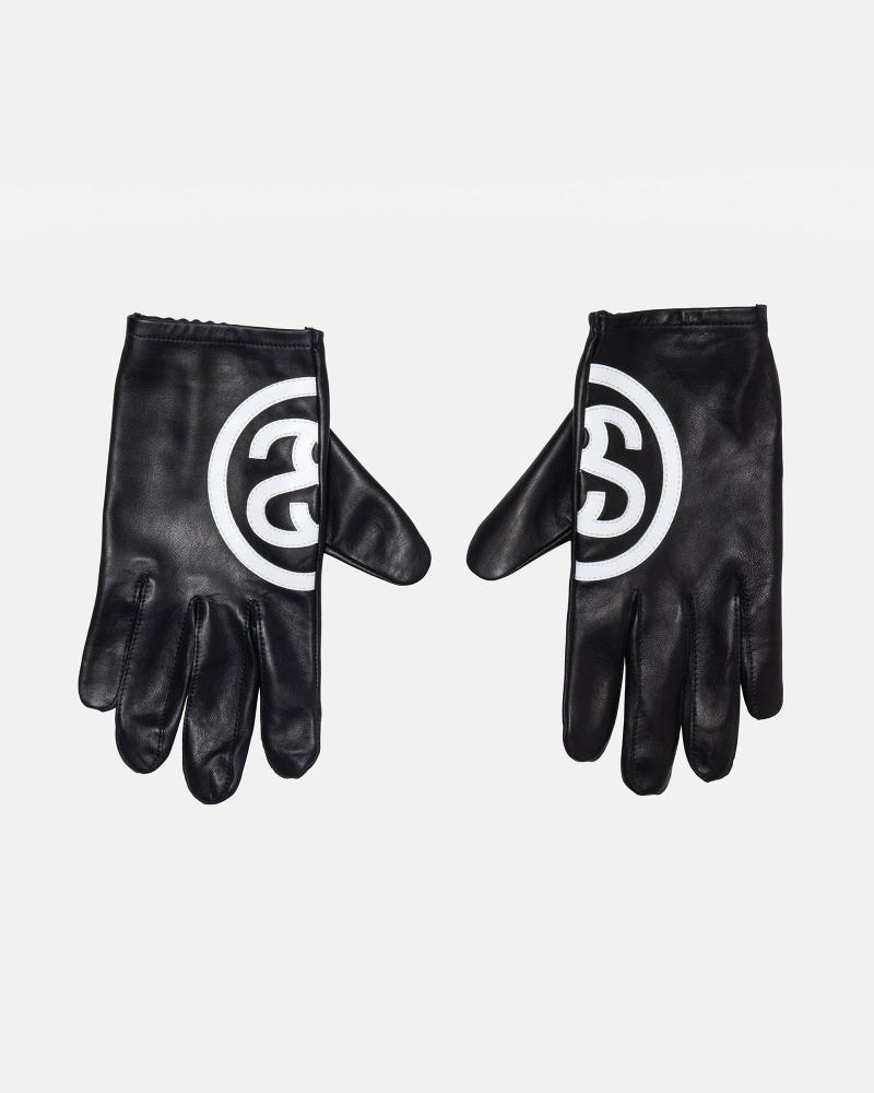 Stüssy Ss Link Leather Gloves Novelty Home Black | OLI-376908